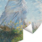 Fototapete Monet - Frau mit Sonnenschirm - Madame Monet und ihr Sohn - Rund - Selbstklebend/Vlies 