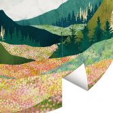 Papier peint photo rond Prairie printanière aux couleurs vives - SpaceFrog Designs - papier peint intissé/papier peint intissé autocollant 