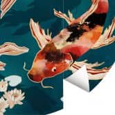 Behangcirkel Twee koi in een vijver - SpaceFrog Designs - vliesbehang/zelfklevend vliesbehang 