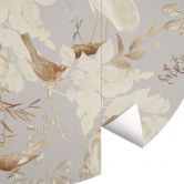 Behangcirkel Vogels tussen witte bloemen - UN Designs - vliesbehang/zelfklevend vliesbehang 