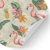 Wallsticker med flamingo og tropiske blade - Bloomery Decor - Rund 