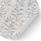 Delikate akvarelblade Wallsticker - Blød grå - Blomsterdekor - Rund 