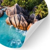 Sticker mural Côte rocheuse tropicale des Seychelles - Colombo - Rond 