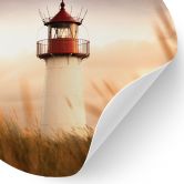 Sticker mural phare sur la côte de Sylt - homme de fer - rond 