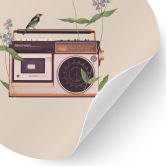 Retro Radio bloemen Muursticker - Frida Floral Studio - Rond 
