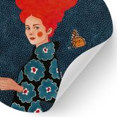 Wandtattoo Frau im Blumenkleid mit Schmetterling - Hülya - Rund 