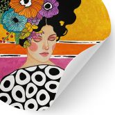 Wallsticker Kvinde med farverig blomsterkrone - Hülya - Rund 