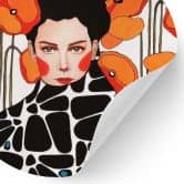 Wandtattoo Frau mit Retro-Mohnblumen - Hülya - Rund 