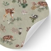 Sticker mural faon et amis de la forêt - animaux pour enfants - vert - Kikki Belle - Rond 