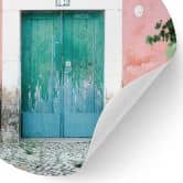 Wall sticker Mediterranean house facade in Lisbon - Zwart - Round 