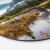 Wandbild Berg-Idylle am zauberhaften Kiefernwald - Alu-Dibond Rund 