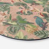 Wandbild Dschungel mit Papageien Rosa - Bloomery Decor - Alu-Dibond Rund 