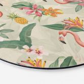 Wandbild Flamingo und tropische Blätter - Bloomery Decor - Alu-Dibond Rund 