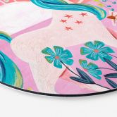 Wandbild Einhorn auf farbenfroher Blumenwiese - Bonne Müller - Alu-Dibond - Rund 
