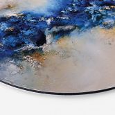 Wandbild Blau-goldene Interaktion - Fedrau - Alu-Dibond - Rund 