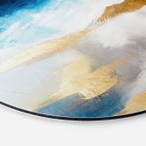 Wandbild Pinselstriche Blau und Gold - Alu-Dibond Rund - Haniff 