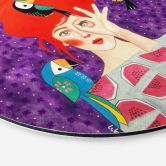 Wandbild Frau mit Tukan-Trio - Hülya - Alu-Dibond Rund 