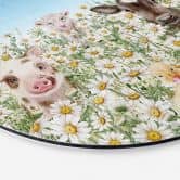 Wandbild Bauernhoftiere auf der Blumenwiese - Kikki Belle - Alu-Dibond - Rund 