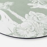 Rundes Wandbild Grüne Urzeitwelten - Dinosaurier unter Palmen - Kikki Belle - Alu-Dibond 