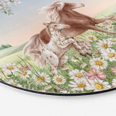 Wandbild Pferde auf der Blumenwiese - Kikki Belle - Alu-Dibond Rund 