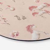 Rundes Wandbild Verzauberte Einhörner mit Kirschblüten - Alu-Dibond - Kikki Belle 