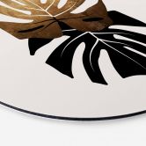 Alu-Dibond Kubistika - Schwarz-goldene Monstera Blätter - Rund 