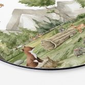 Rundes Wandbild Oliver Robins - Niedliche Tiere im Wald - Alu-Dibond 