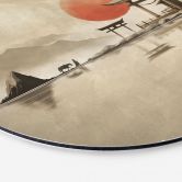 Wandbild Japanischer Tempel im Sonnenaufgang - Roze - Alu-Dibond Rund 