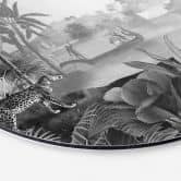 Alu-Dibond Sir Edward - Landschaft mit Leoparden schwarz weiss - Rund 