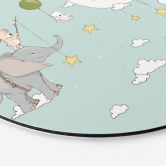 Wandbild Fliegende Tiere mit Heißluftballon - Skellern - Alu-Dibond - Rund 