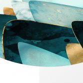 Wandbild Abstrakte Berge in Gold und Blau - SpaceFrog Designs - Rund - Alu-Dibond 