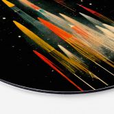Rundes Wandbild Treechild - Bunte Raketen auf galaktischer Reise - Alu-Dibond 