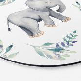 Wandbild Niedlicher Babyelefant zwischen Boho-Zweigen - UN Designs - Alu-Dibond - Rund 