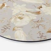 Wandbild Vögel zwischen weißen Blumen - UN Designs - Rund - Alu-Dibond 