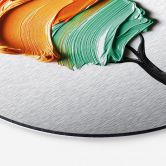 Wanddecoratie met zilvereffect Boom met oranje en groene 3D kroon - Mielu - Alu-Dibond Rond 