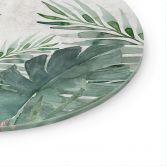 Glasbild Dschungel-Blätter Grün Aquarell - Bloomery Decor - Rund 