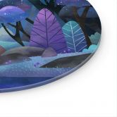 Glass Wall Art Enchanted Forest in Midnight Blue - DigitalArtsi - Round 