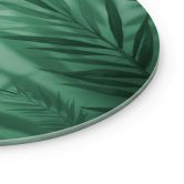 Glasschilderijen Groene palmbladeren - Rond 