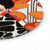 Glasbild Frau mit Retro-Mohnblumen - Hülya - Rund 