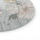 Glasbild Blumen im Vintage Stil in Grau - Ms Tiff - Rund 