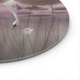 Glasbild Lotusblumen mit Schwan im Wasser in Altrosa - Ms Tiff - Rund 