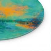 Glas billede Turkis aurora borealis - Schmucker - Rund 