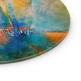 Glasbild Urbanes Licht in Blau und Orange - Schmucker - Rund 