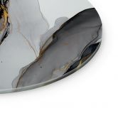 Glass Wall Art Abstract Composition in Gold and Gray - Shelest - Round 