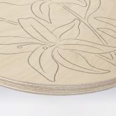 Holzbild 1X Studio - Line Art Floral - Minimalistische Blumen - Rund 