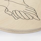 Holzbild 1X Studio - Line Art Hand in Hand - Rund 