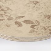 Holzbild Dahlien Shabby Chic Beige - Bloomery Decor - Rund 