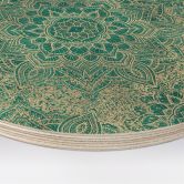 Billede af træ Mandala Boho Guldgrøn - Blomsterdekoration - Rund 
