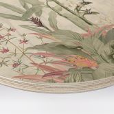 Holzbild Tropische Idylle mit Kolibri Blau - Bloomery Decor - Rund 