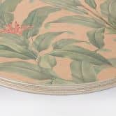 Holzbild Urban Jungle Tropenblätter Rosa - Bloomery Decor - Rund 